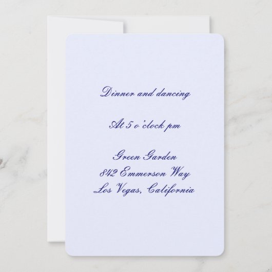 Carte de réception en pots Mason Fleurs Bleues (Dos)