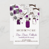 Carte de réception en pots Mason floraux gris et v (Devant / Derrière)