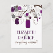 Carte de réception en pots Mason floraux gris et v (Dos)