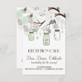 Carte de réception en pots Mason floraux vert ment (Devant / Derrière)