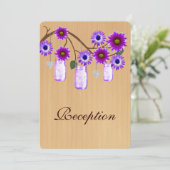 Carte de réception en pots Mason rustiques violets (Debout devant)