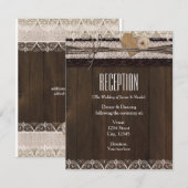 Carte de réception en toile de jute et bois rustiq (Devant / Derrière)