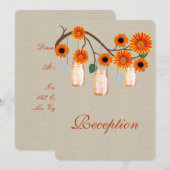 Carte de réception en toile de jute rustique orang (Devant / Derrière)