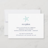 Carte de réception étoile de mer turquoise et mari (Devant)