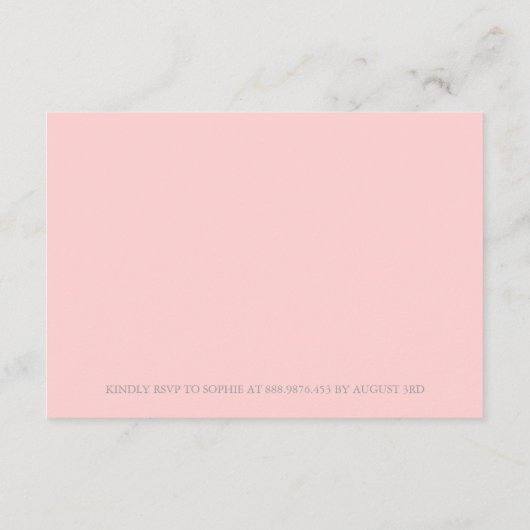 Carte de réception Faux Blush argenté Confetti (Dos)