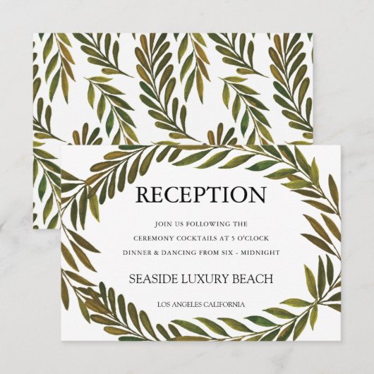 Carte de réception feuille peinte à la main (Devant / Derrière)