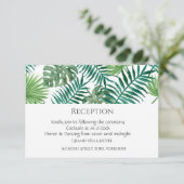 Carte de réception Feuille tropicale aquarelle (Debout devant)