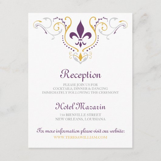Carte de réception Fleur de Lis (Devant)