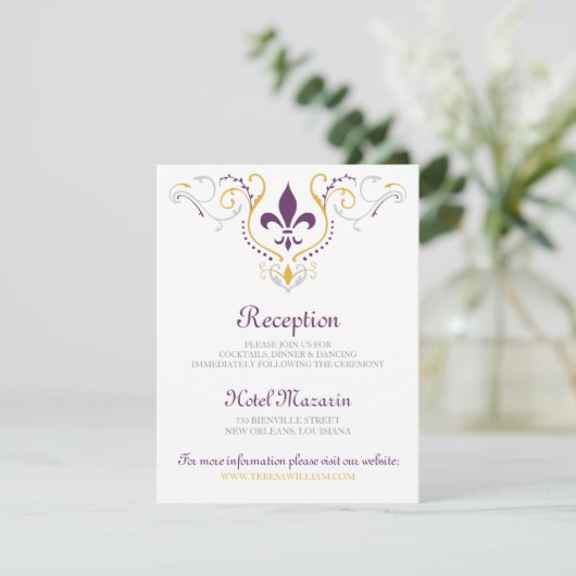 Carte de réception Fleur de Lis (Debout devant)