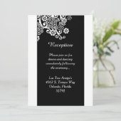 Carte de réception Fleur Noir et Blanc 3,5x7 (Debout devant)