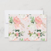 Carte de Réception Fleurie Aquarelle Rose Pâle et  (Dos)