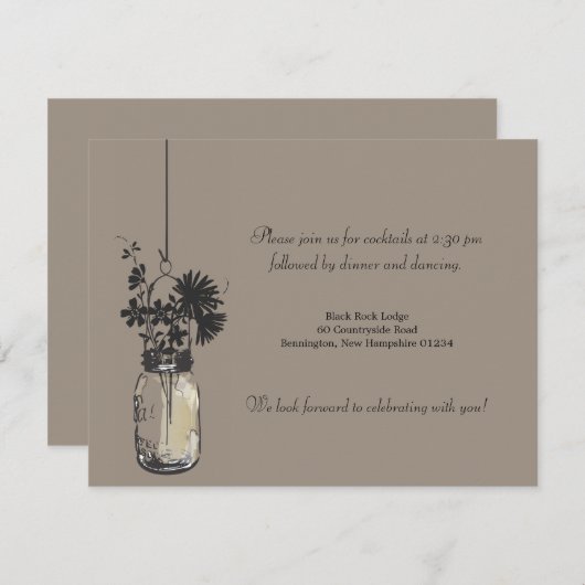 Carte de réception Fleurs sauvages & Pot Mason (Devant / Derrière)