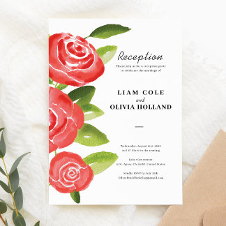 Carte de réception Floral Rose rouge