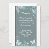 Carte de réception florale papillon bleu printemps (Devant / Derrière)