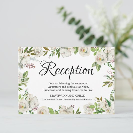 Carte de réception florale Rose Blanche (Debout devant)