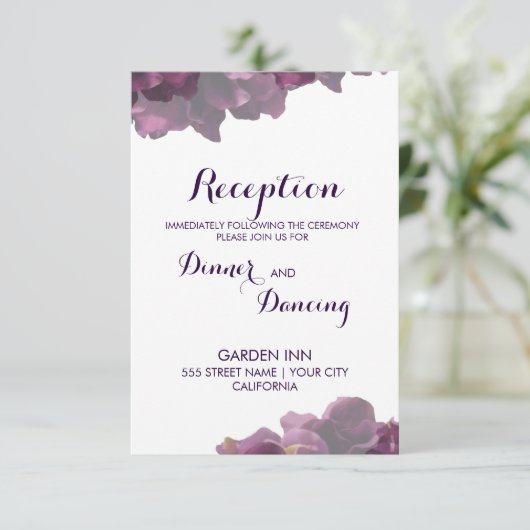 Carte de réception florale violette (Debout devant)