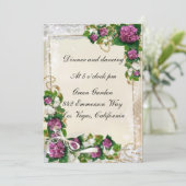 Carte de Réception Hortensia Violet et Dentelle (Debout devant)