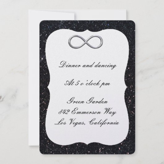 Carte de réception Infinity Argent Pailleté Noir (Devant)