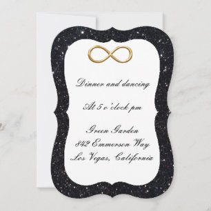 Carte de réception Infinity Or Pailleté Noir