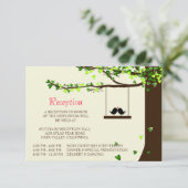 Carte de réception Love Birds Falling Hearts Oak T (Debout devant)