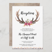 Carte de réception mariage campagnard, Antlers aqu (Devant / Derrière)