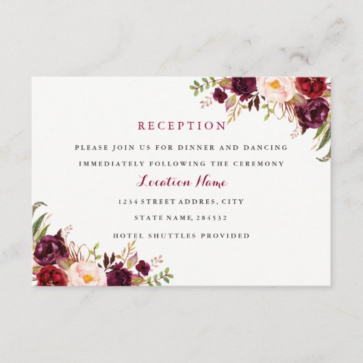 Carte de réception Mariage de automne rouge Bourgo (Devant)