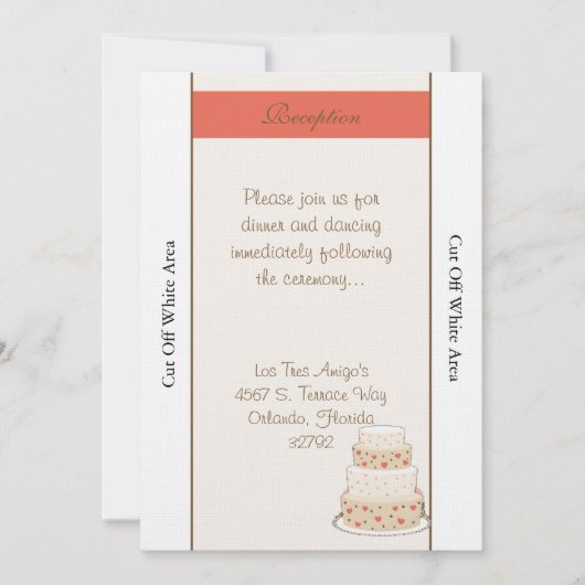 Carte de réception Mariage de gâteau rouge/crème (Devant)