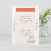 Carte de réception Mariage de gâteau rouge/crème (Debout devant)