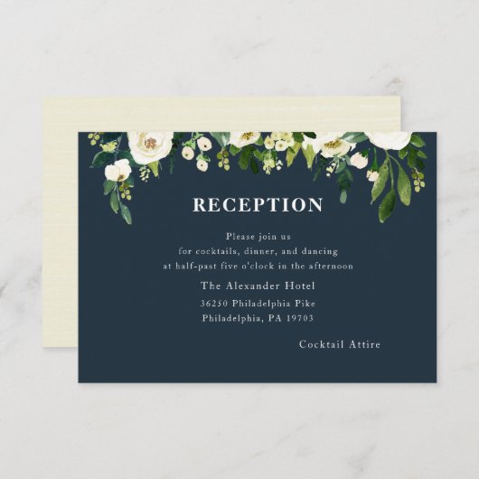 Carte de réception mariage en fleurs blanches | Ma (Devant / Derrière)