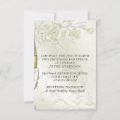 Carte de réception Mariage Gold Cream Pearl Floral (Dos)