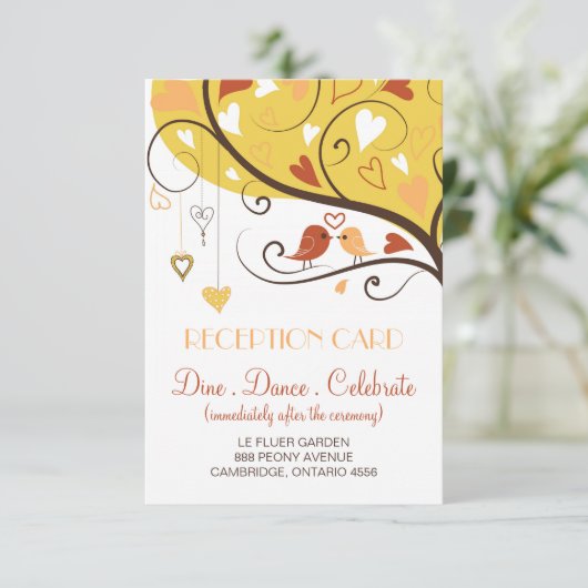 Carte de réception Mariage Lovebirds d'automne mig (Debout devant)