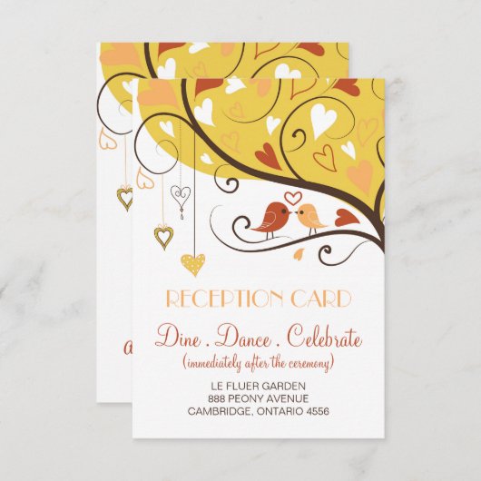 Carte de réception Mariage Lovebirds d'automne mig (Devant / Derrière)