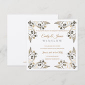 Carte de réception Mariage Temple Bordures feuille (Devant / Derrière)