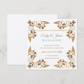 Carte de réception Mariage Temple Bordures feuille (Devant / Derrière)