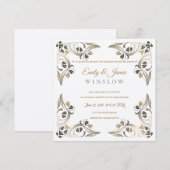 Carte de réception Mariage Temple Bordures feuille (Devant / Derrière)
