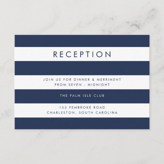 Carte de réception marine et blanche (Devant)