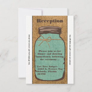 Carte de réception Mason Jar Burlap 3,5 x 7 rouill