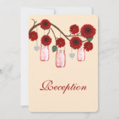 Carte de réception Mason Jars aux fleurs rouges (Devant)