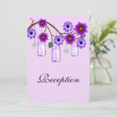 Carte de réception Mason Jars aux fleurs violettes (Debout devant)