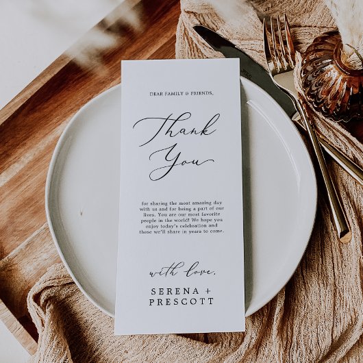 Carte de réception Merci de thé à calligraphie dél