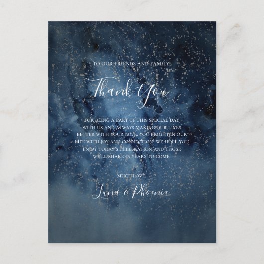 Carte de réception Merci en argent céleste Sky (Devant)