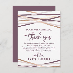 Carte de réception Merci rose Gold Streamers