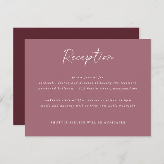 Carte de réception Merlot Mariage moderne écriture (Devant / Derrière)