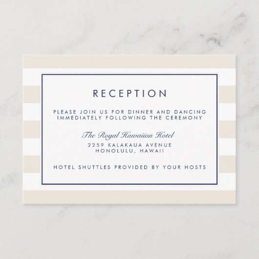 Carte de réception Metro Stripe | Navy et Crème (Devant)