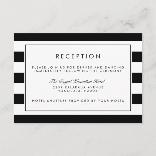 Carte de réception Metro Stripe | Noir (Devant)