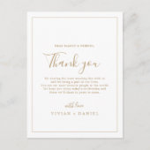 Carte de réception minimaliste en Merci d'or (Devant)