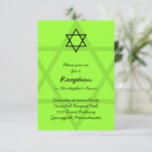 Carte de réception Mitzvah Bar noir et vert 2 (Debout devant)