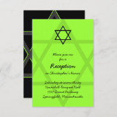 Carte de réception Mitzvah Bar noir et vert 2 (Devant / Derrière)