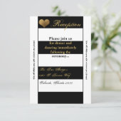 Carte de réception moderne à rayures noires et bla (Debout devant)