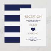 Carte de réception moderne au coeur bleu et en ban (Devant / Derrière)